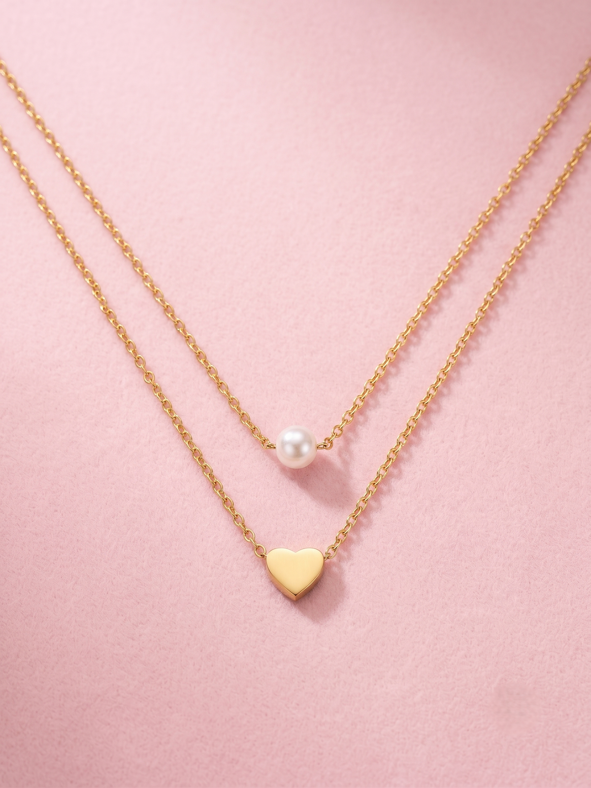 Pearl & Heart Layered Necklace
