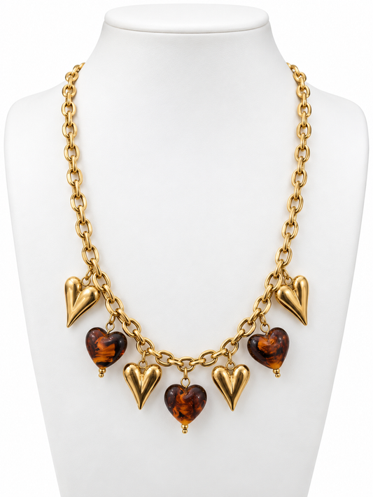 Golden Crush Heart Necklace