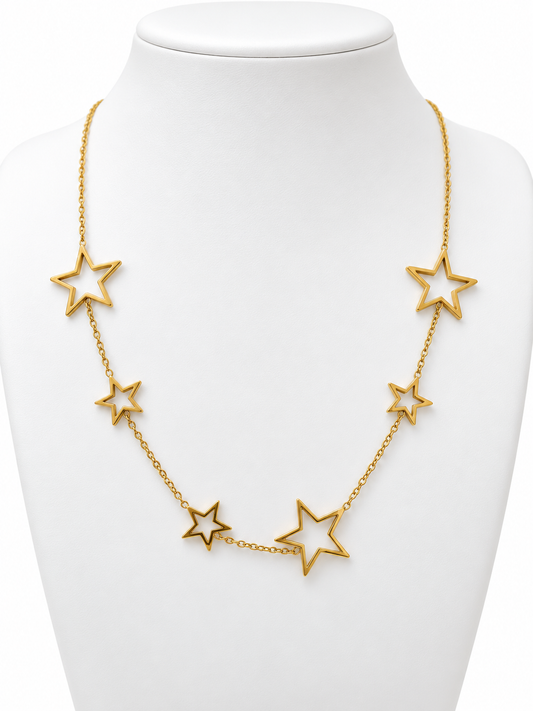 Sleek Multi-Star Station Necklace