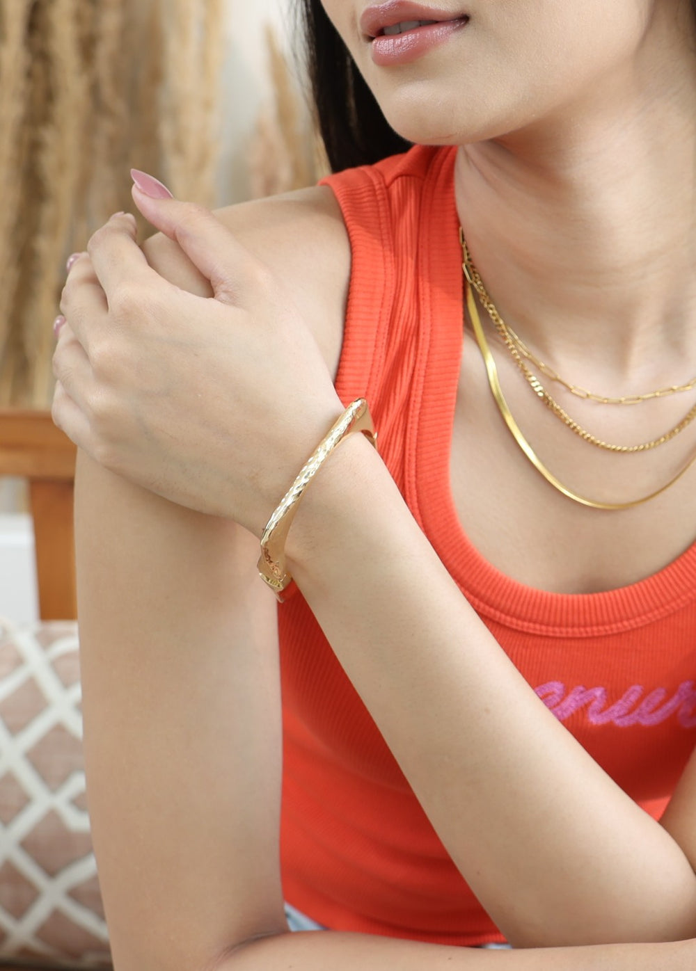 Hammered Gold Statement bracelet