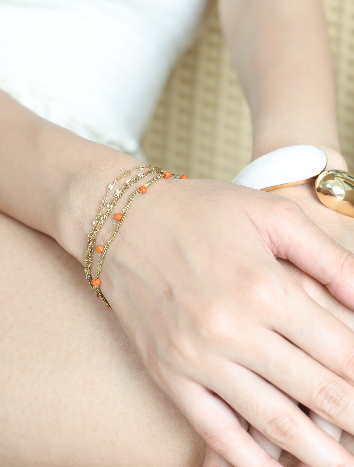Red Beaded Chain Bracelet