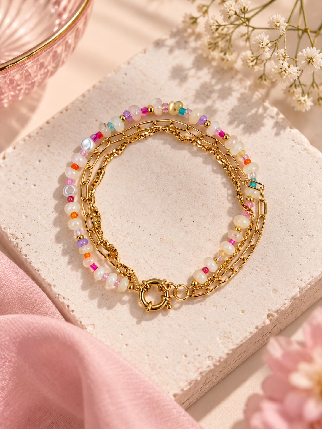 Golden Glow Beaded Bracelet