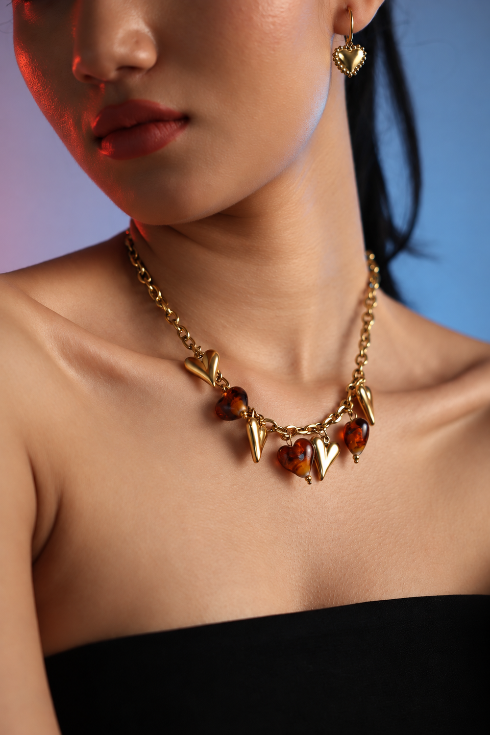 Golden Crush Heart Necklace