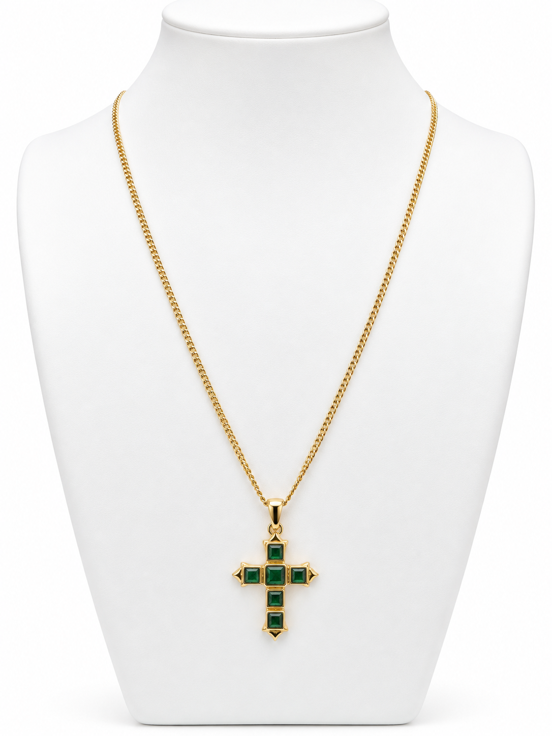 Emerald Green Cross Necklace