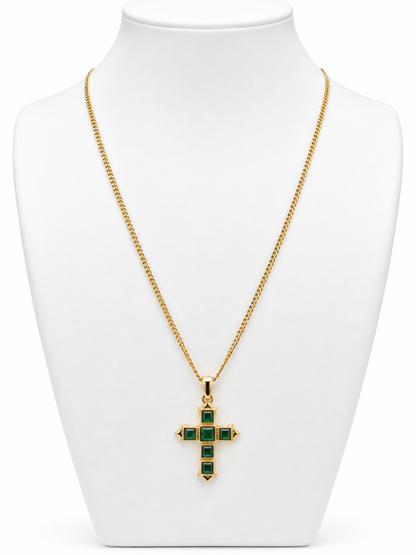 Emerald Green Cross Necklace