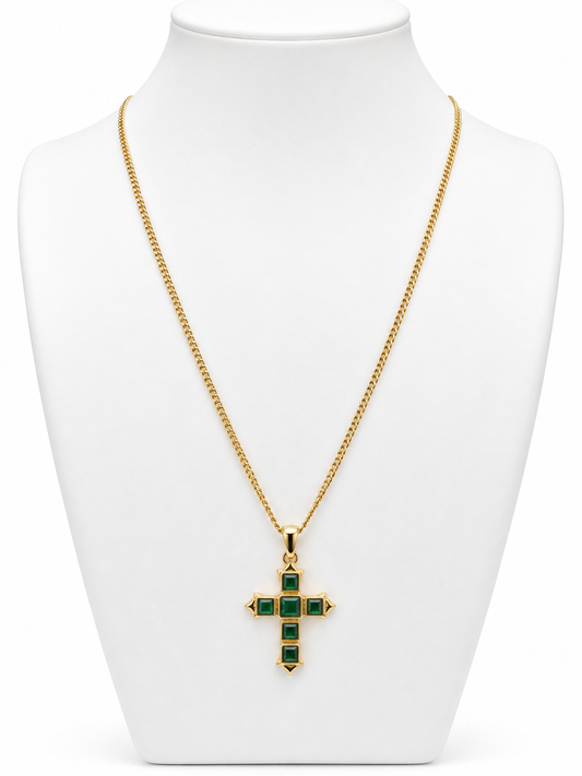 Emerald Green Cross Necklace