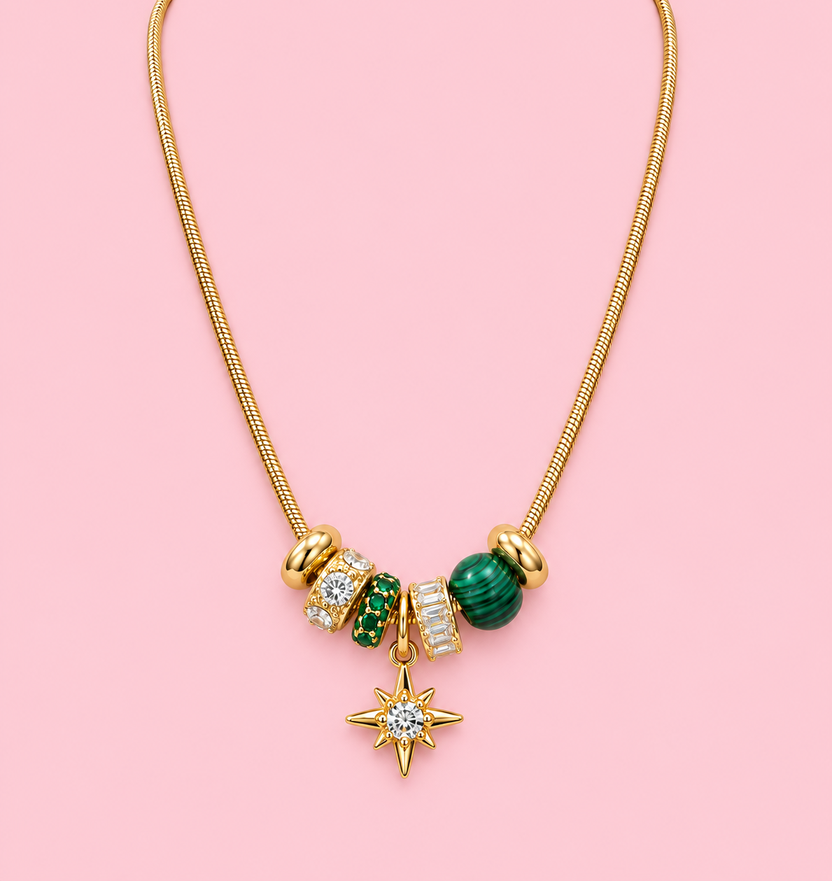 Emrald Star Charm Necklace