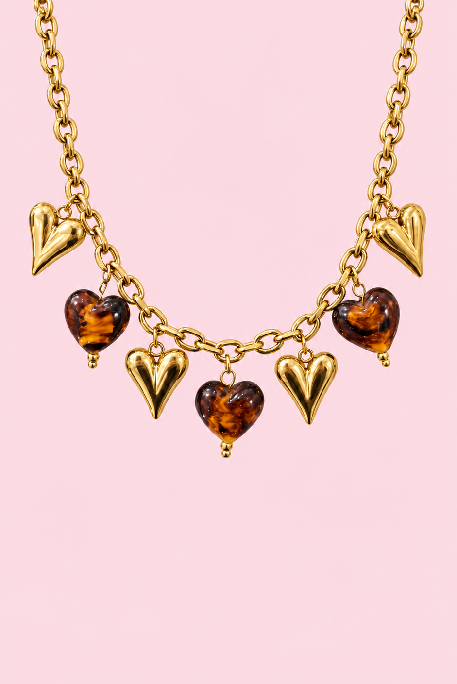 Golden Crush Heart Necklace