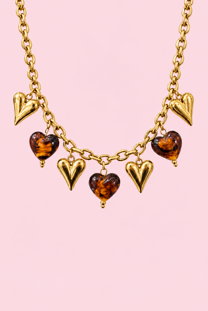 Golden Crush Heart Necklace